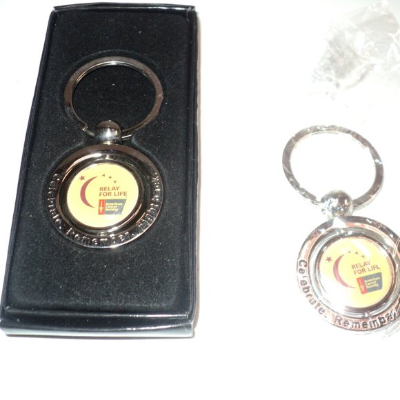Relay For Life Set of 2 Keychains NEW One in Box, One in Packaging 2 1/2" Long - Picture 2 of 2